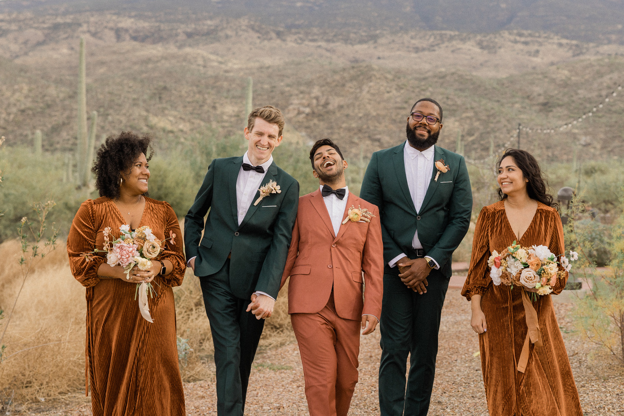 Newlywed Couple Posing for Pictorial with Guests